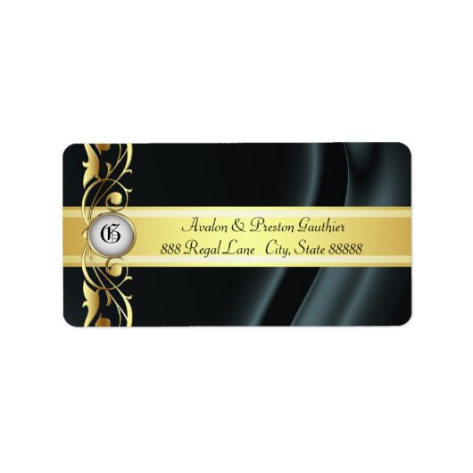 Marquis Black & Gold Silk Address Labels Adressaufkleber (Vorne)