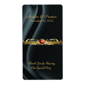 Marquis Black Silk Ruby Scroll Wine Wedding Label (Vorne)