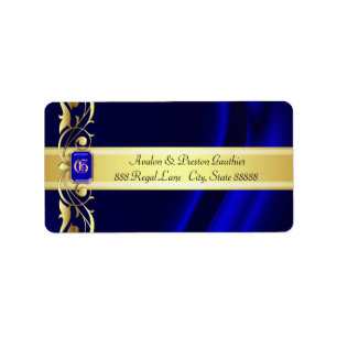 Marquis Blue & Gold Silk Address Labels Adressaufkleber