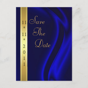 Marquis Blue Silk Gold Save the Date Postkarte