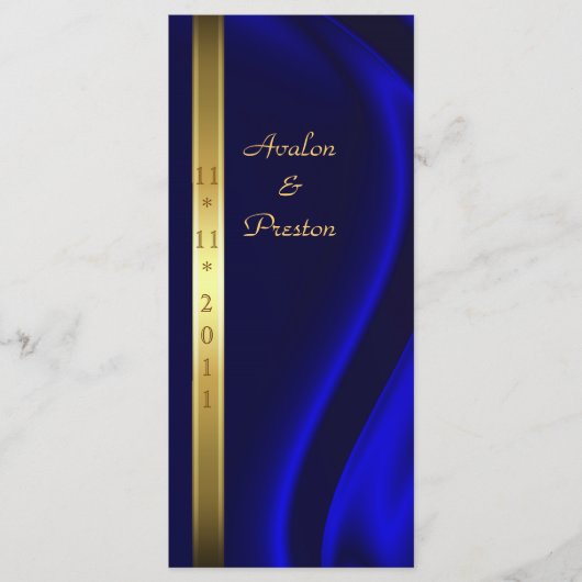 Marquis Blue Silk Gold Wedding Program Programm (Vorderseite)