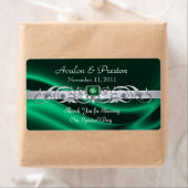 Marquis Gree Silk Silver Scroll Wine Wedding Label (Insitu)