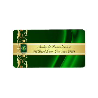 Marquis Green & Gold Silk Address Labels Adressaufkleber