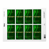 Marquis Green Silk Gold Scroll Wine Wedding Label (Vorne)