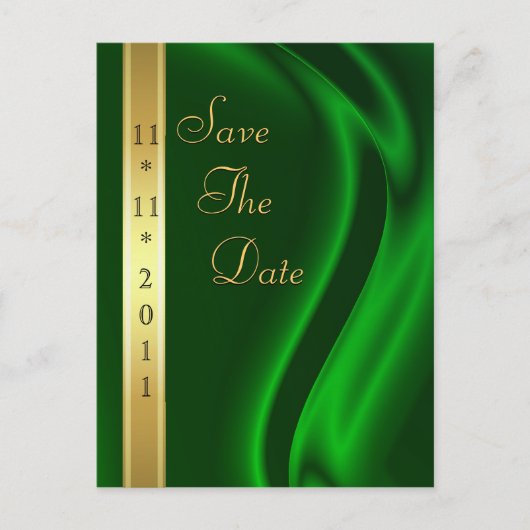 Marquis Green Silk Save the Date Postcard Ankündigungspostkarte (Vorderseite)