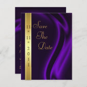 Marquis Lila Silk Gold Save the Date Postkarte (Vorne/Hinten)