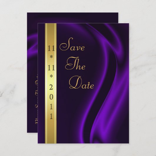 Marquis Lila Silk Gold Save the Date Postkarte (Vorne/Hinten)