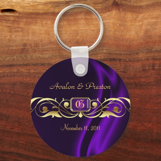 Marquis Lila Silk Scroll Pearl Schlüsselanhänger (Vorderseite)