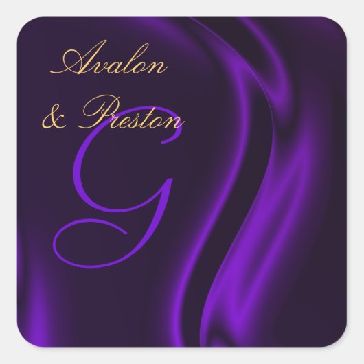 Marquis Lila Silk Square Monogram Sticker (Vorderseite)
