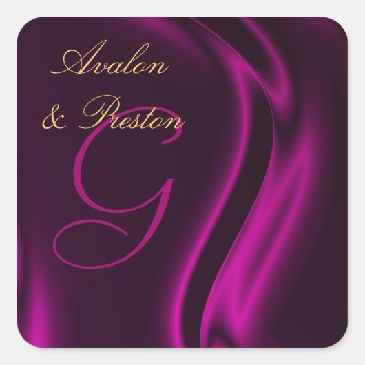 Marquis Pink Silk Square Monogram Sticker (Vorderseite)