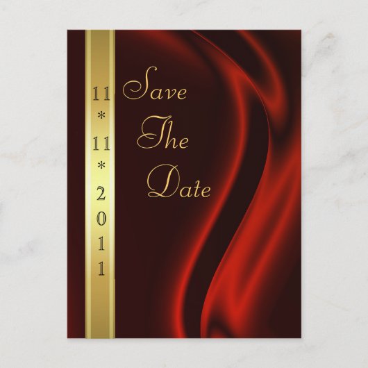 Marquis Red Silk Save the Date Postcard Ankündigungspostkarte (Vorderseite)