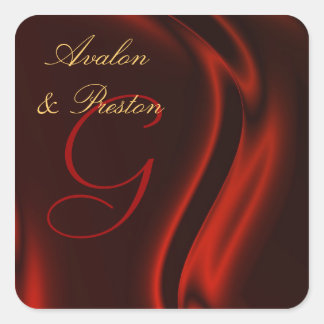 Marquis Red Silk Square Monogram Sticker