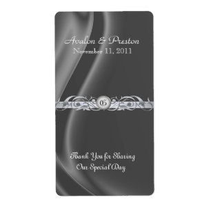 Marquis Silver Scroll Wine Wedding Label