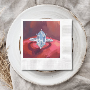 Marquise-Diamant-Verlobungsring Rote Wasserfarbe Serviette