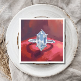 Marquise-Diamant-Verlobungsring Rote Wasserfarbe Serviette