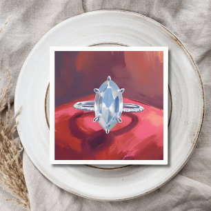 Marquise-Diamant-Verlobungsring Rote Wasserfarbe Serviette