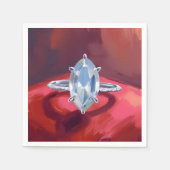 Marquise-Diamant-Verlobungsring Rote Wasserfarbe Serviette (Vorderseite)
