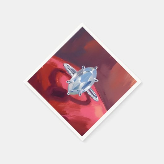 Marquise Diamond Engagement Ring Red Watercolor Serviette (Ecke)