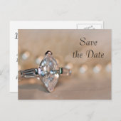 Marquise Diamond Ring Wedding Save the Date Ankündigungspostkarte (Vorne/Hinten)
