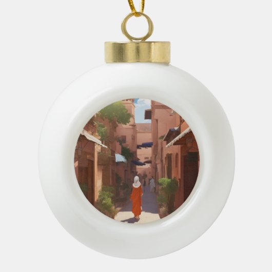 Marrakech ai painting Art Keramik Kugel-Ornament (Vorderseite)