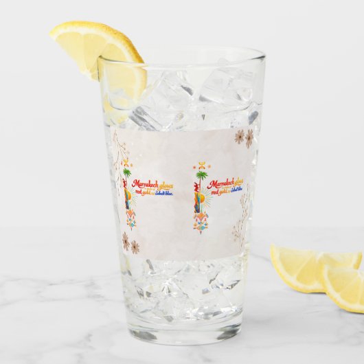 Marrakech Glows – Vibrant Moroccan Art Tee Glas (Vorderseite Ice)