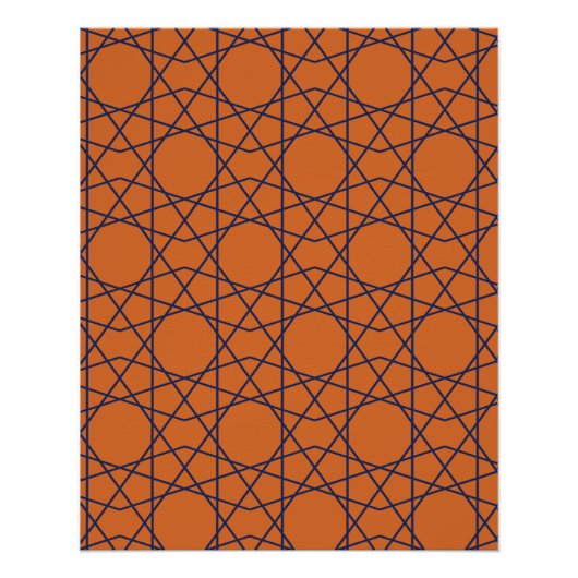Marrakech Indigo Geometrie Poster (Vorderseite)
