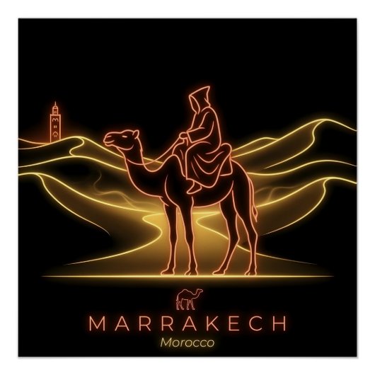 Marrakech-Kamelreiter - Sahara - Marokko Poster (Vorderseite)
