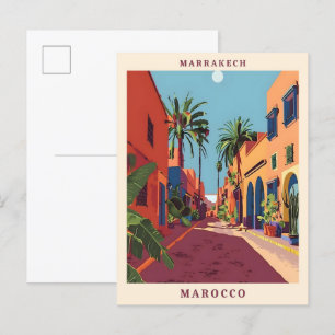 Marrakech Marokko Elegante Kunst Vintage Reise Postkarte