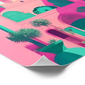 Marrakech Marokko Flat Vector Art Türkis Poster (Ecke)