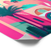 Marrakech Marokko Flat Vector Art Türkis Poster (Ecke)