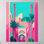 Marrakech Marokko Flat Vector Art Türkis Poster (Vorne)