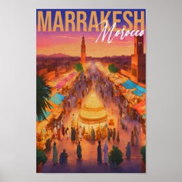 Marrakech Marokko Jahrgang Reisen Tourismus Souven Poster