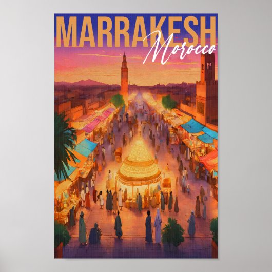 Marrakech Marokko Jahrgang Reisen Tourismus Souven Poster (Vorne)