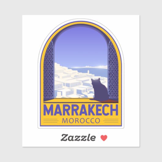 Marrakech Marokko Kat Retro Aufkleber (Blatt)