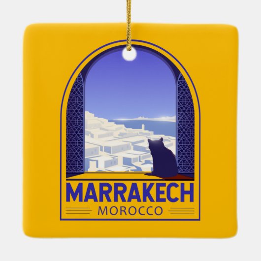 Marrakech Marokko Kat Retro Keramikornament (Rückseite)