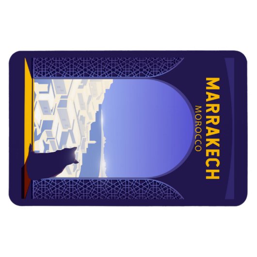 Marrakech Marokko Kat Retro Magnet (Horizontal)