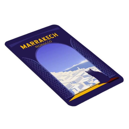 Marrakech Marokko Kat Retro Magnet (Rechte Seite)