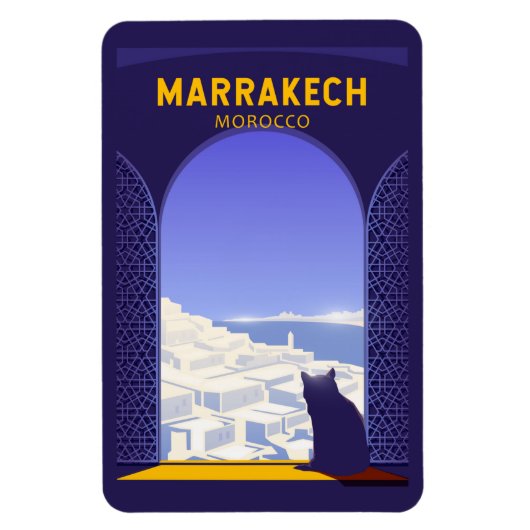 Marrakech Marokko Kat Retro Magnet (Vertikal)