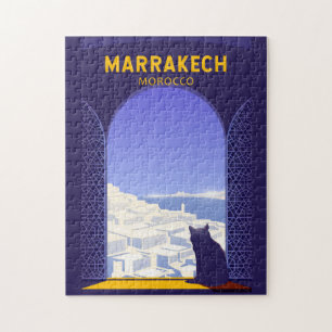 Marrakech Marokko Kat Retro Puzzle
