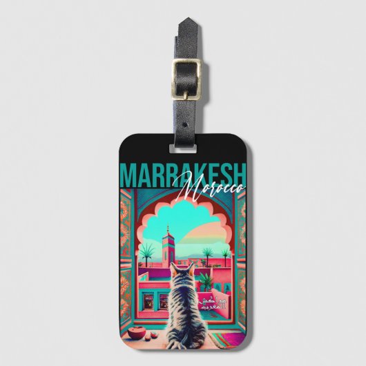 Marrakech Marokko Katze Reisen Tourismus Souvenir Gepäckanhänger (Vorderseite Vertikal)