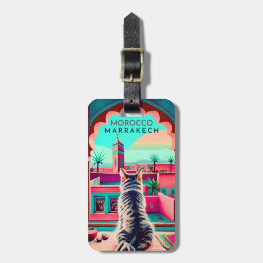 Marrakech Marokko Katze Reisen Tourismus Souvenir Gepäckanhänger (Vorderseite vertikal)