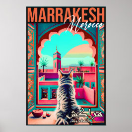 Marrakech Marokko Katze Reisen Tourismus Souvenir Poster