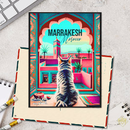 Marrakech Marokko Katze Reisen Tourismus Souvenir Postkarte