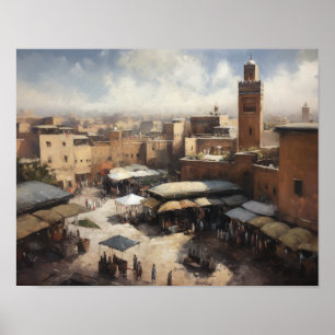 Marrakech Marokko Malerei Art Print Poster