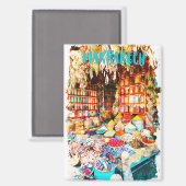 Marrakech Marokko Markt Bazaar Magnet (Vorderseite/Rückseite)