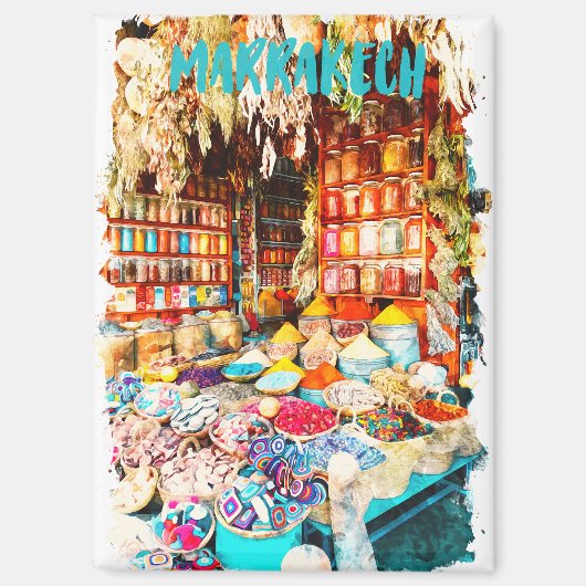 Marrakech Marokko Markt Bazaar Magnet (Vorderseite)