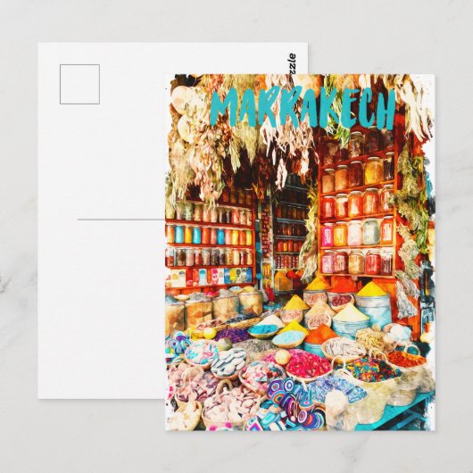 Marrakech Marokko Markt Bazaar Postkarte (Vorne/Hinten)