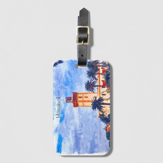 Marrakech Marokko Moschee Reise Gepäckanhänger (Vorderseite Vertikal)