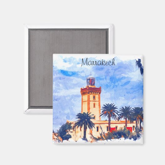 Marrakech Marokko Moschee Reise Magnet (Vorderseite/Rückseite)