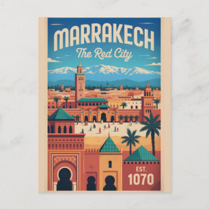Marrakech Marokko Retro-Reiseposter-Kunst Postkarte
